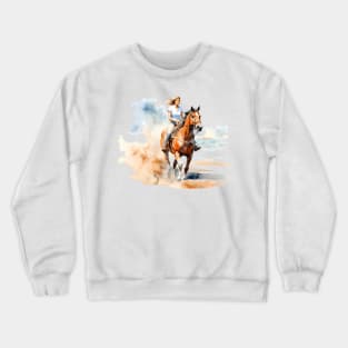 Horseback Beach Riding Watercolor Crewneck Sweatshirt